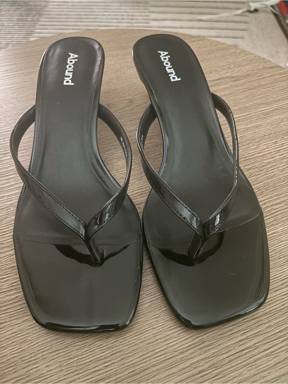 Abound Black Patent Square-Toe Thong Heeled Sandals